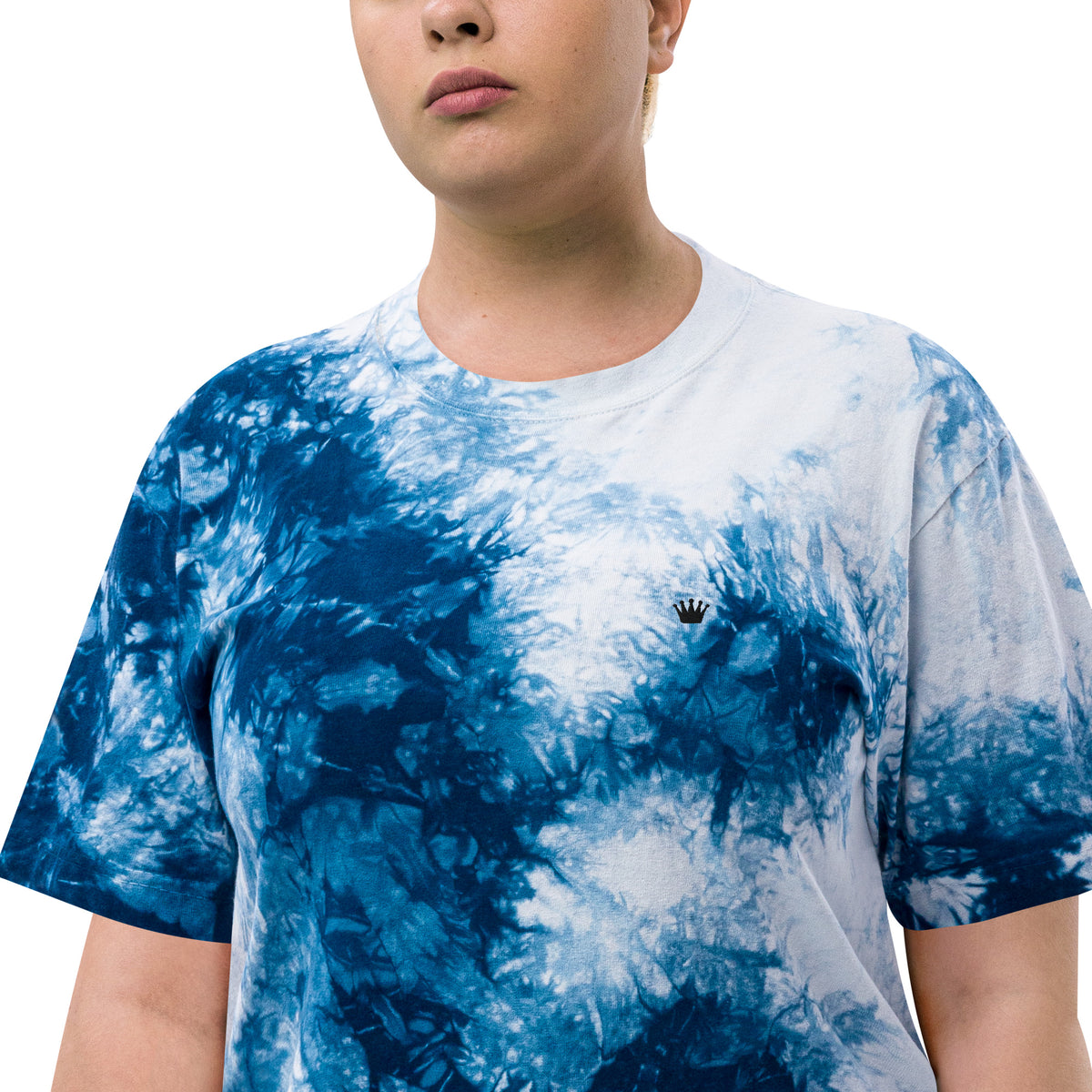 Oversized T-Shirt – Batik Marineblau/Weiß – Produktansicht 4