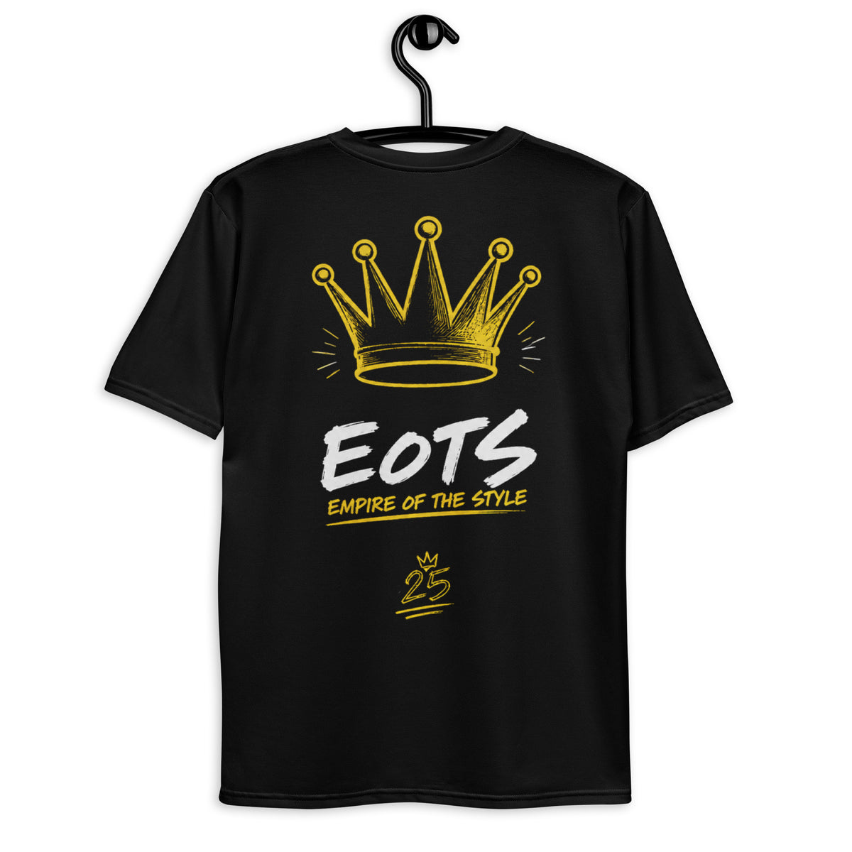 EOTS Crown Herren-T-Shirt in Schwarz und Gold – Rückansicht