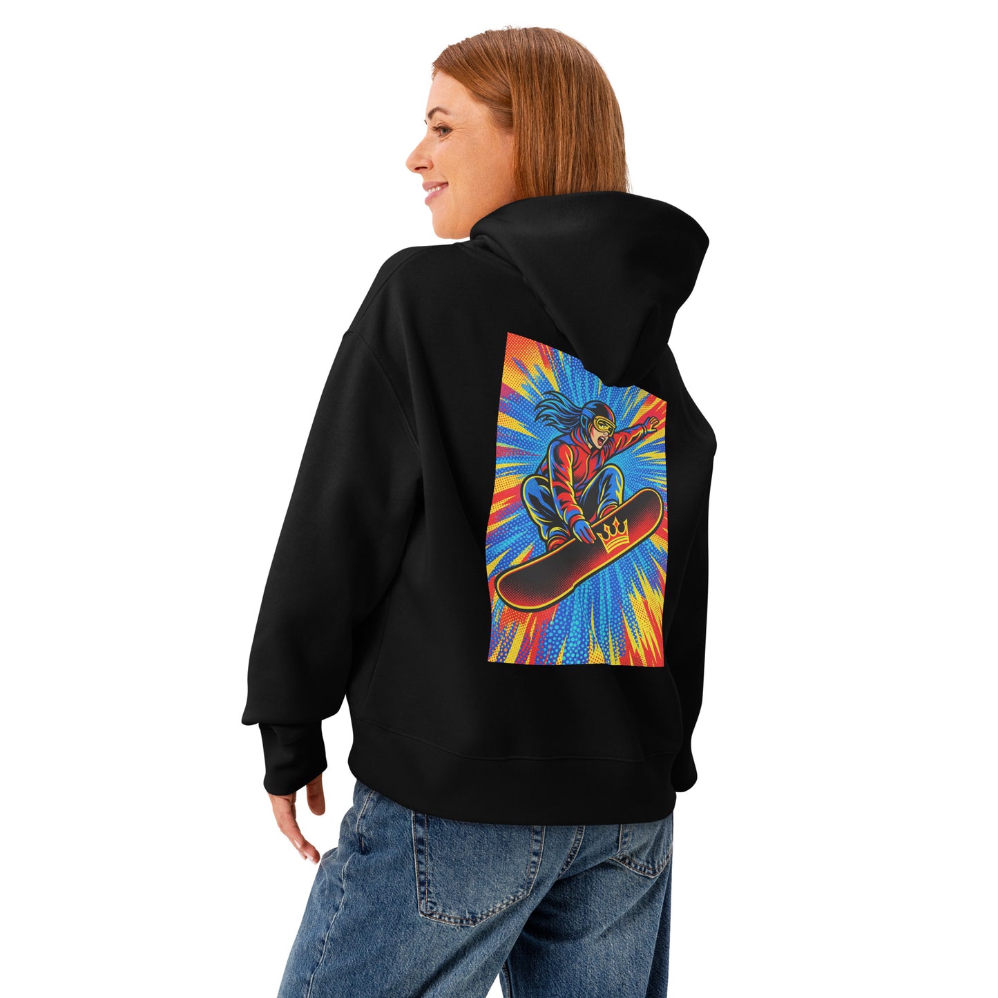 Lockerer Damen-Hoodie mit Front- und Backprint – Indy Grab – Produktansicht 6