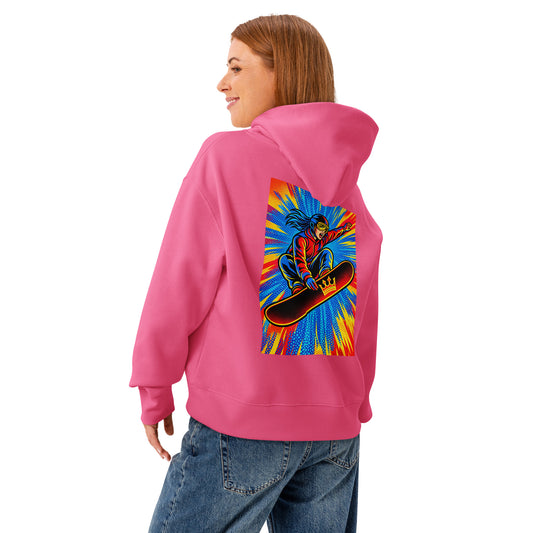 Lockerer Damen-Hoodie mit Front- und Backprint – Indy Grab – Produktansicht 1