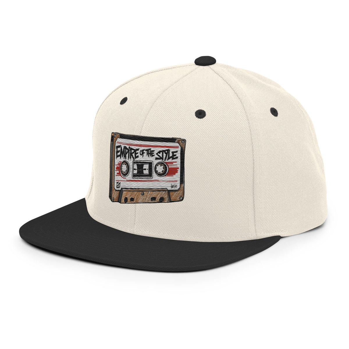 Flat-Brim-Cap – Cassette Tape – Natur/Schwarz – Produktansicht 5