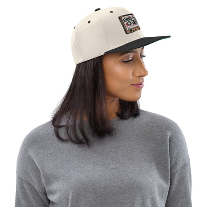 Flat-Brim-Cap – Cassette Tape – Natur/Schwarz – Produktansicht 3