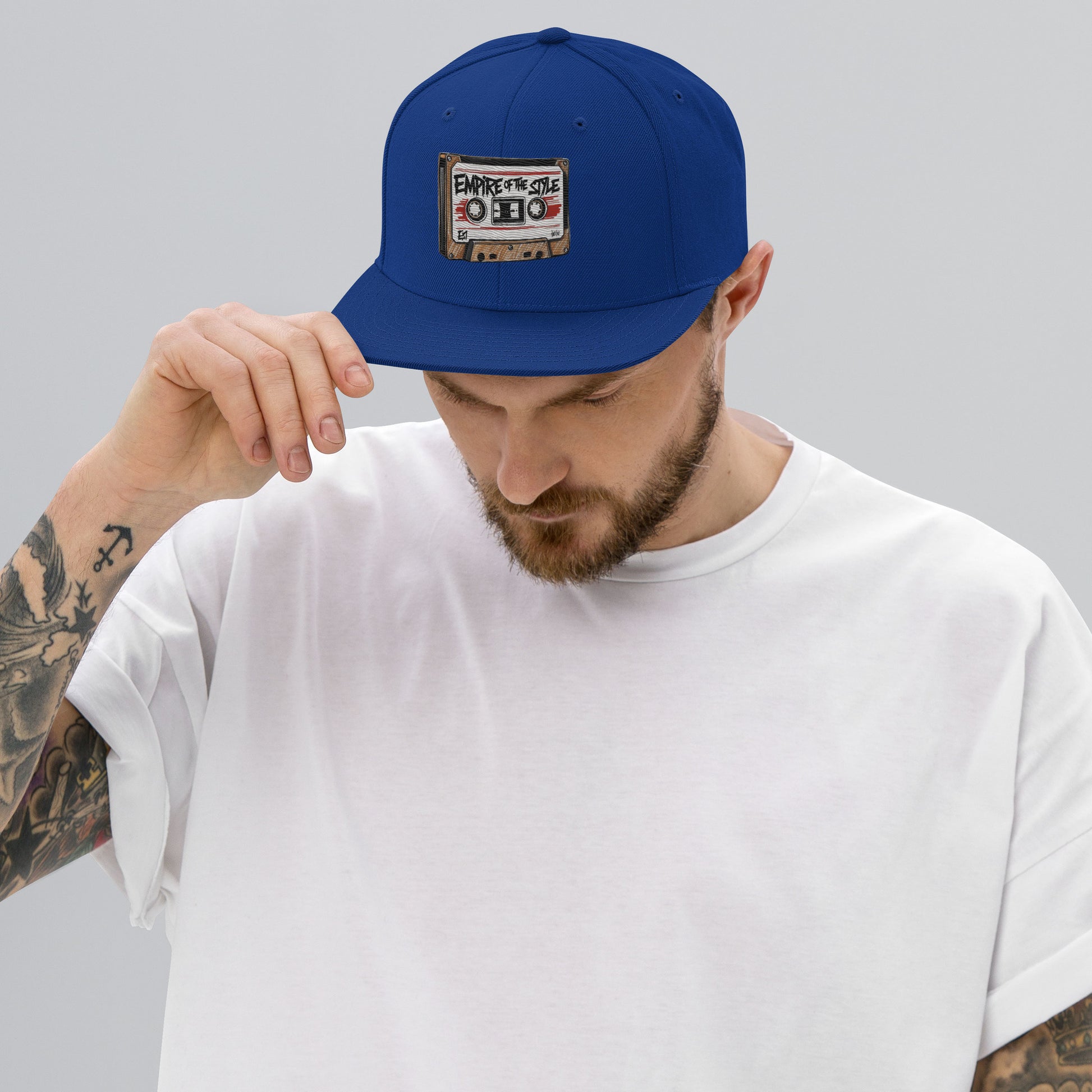 Flat-Brim-Cap – Cassette Tape – Königsblau – Produktansicht 2