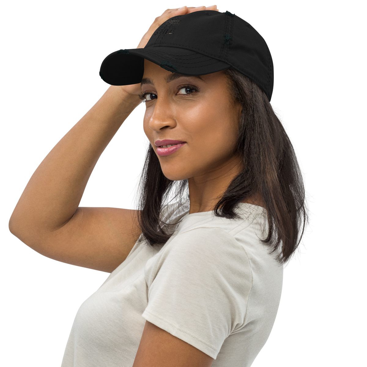 Dad Cap im Used Look – Schwarz – Produktansicht 3