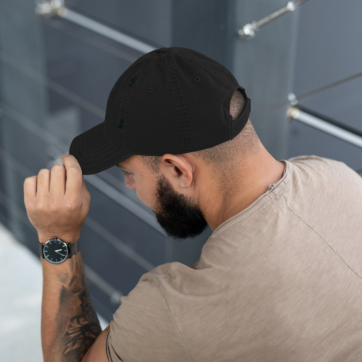 Dad Cap im Used Look – Schwarz – Produktansicht 5