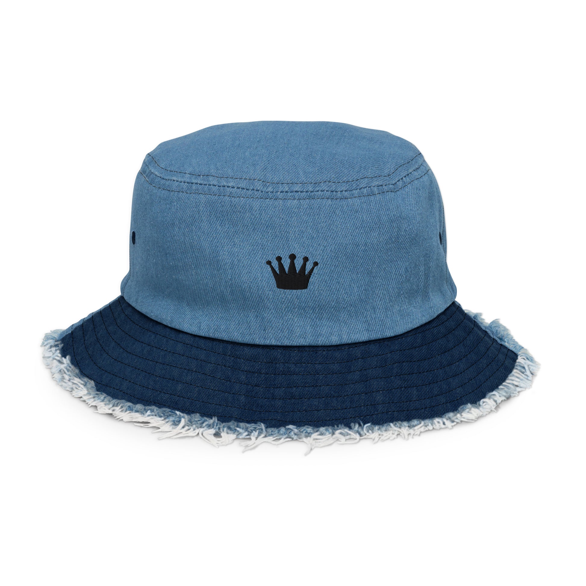 Ausgefranster Jeans-Fischerhut – hellblau & dunkelblau – Produktansicht 1