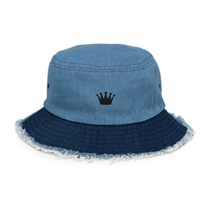 Ausgefranster Jeans-Fischerhut – hellblau & dunkelblau – Produktansicht 1