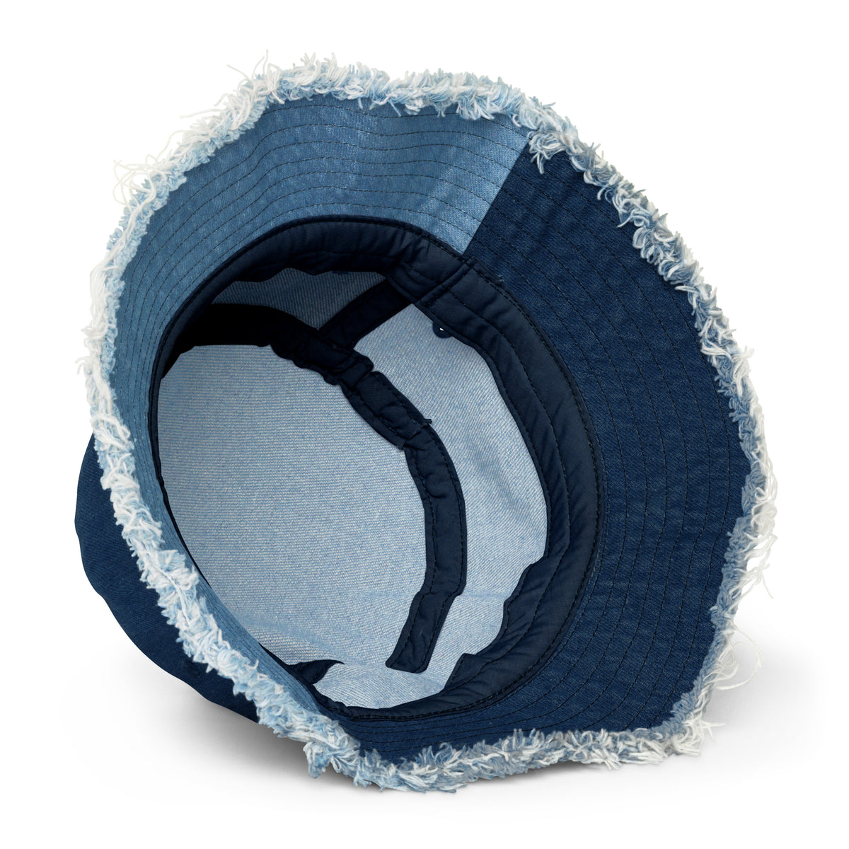 Ausgefranster Jeans-Fischerhut – hellblau & dunkelblau – Produktansicht 4