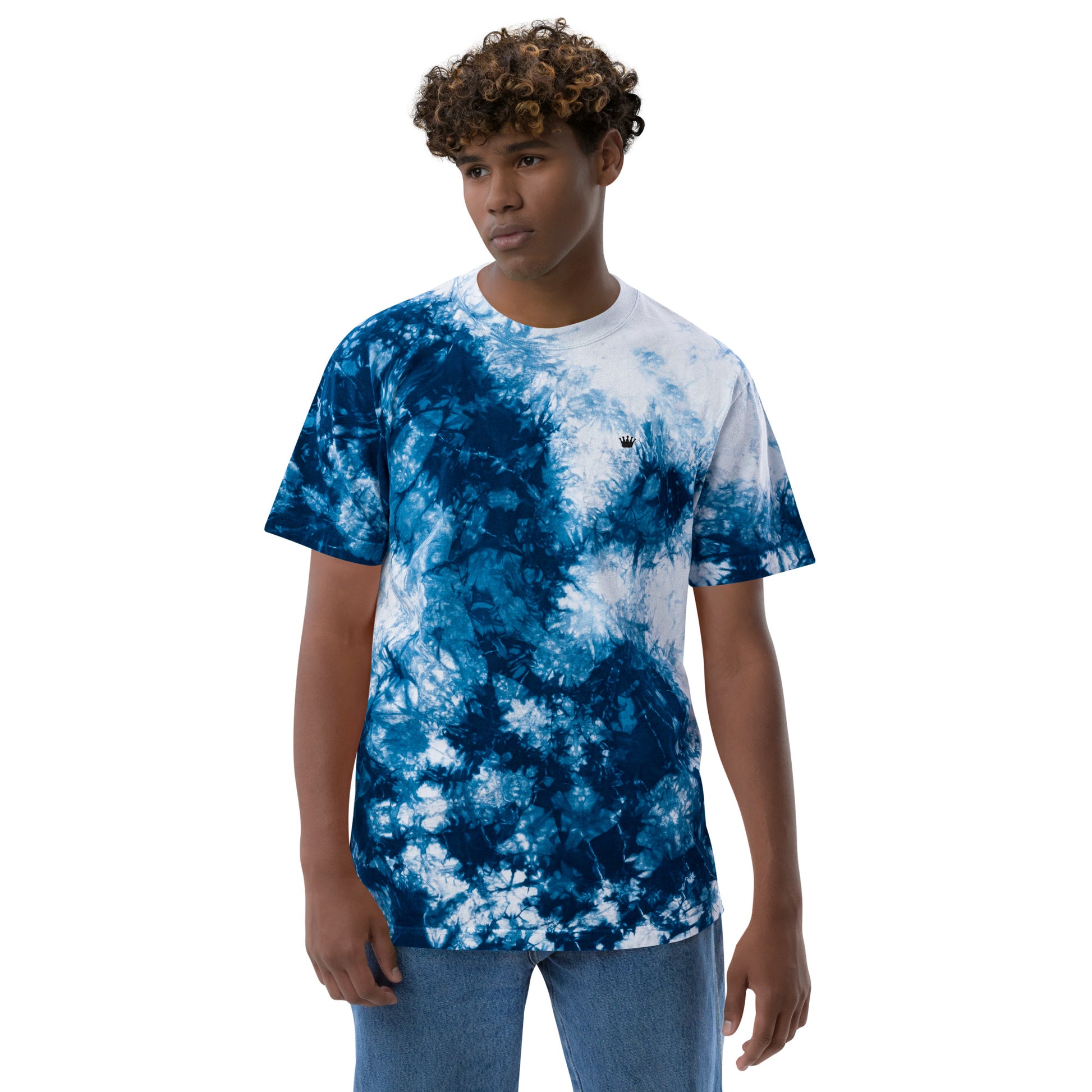 Oversized T-Shirt – Batik Marineblau/Weiß – Produktansicht 2