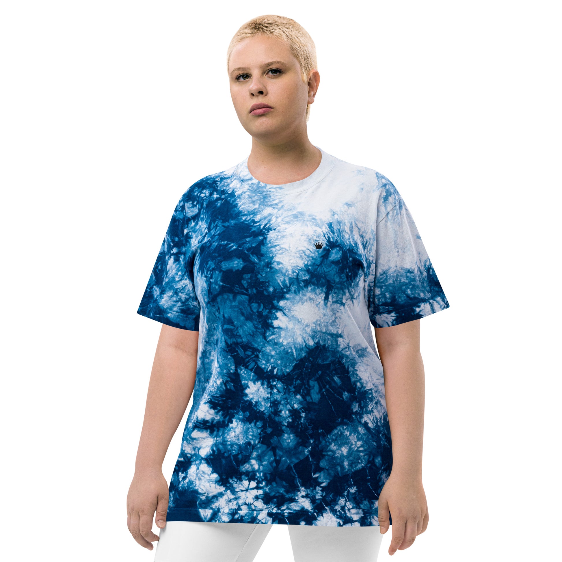 Oversized T-Shirt – Batik Marineblau/Weiß – Produktansicht 2