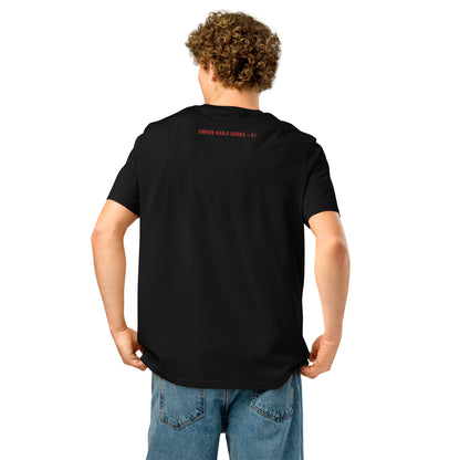Jiyū 自由 Unisex Bio-T-Shirt in Schwarz – Rückansicht mit roter Serienkennung