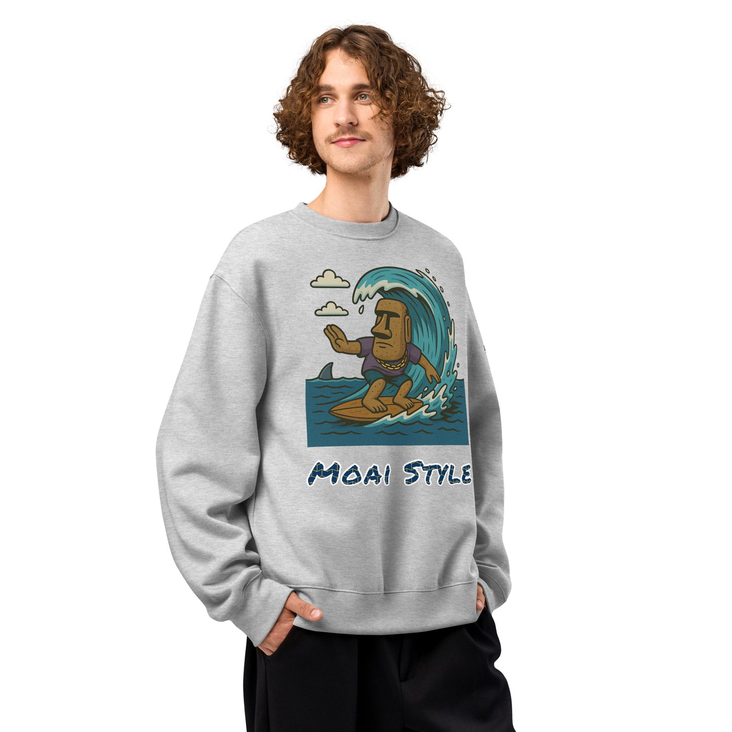 Oversized Fleece Sweatshirt – Moai Style – Produktansicht 27