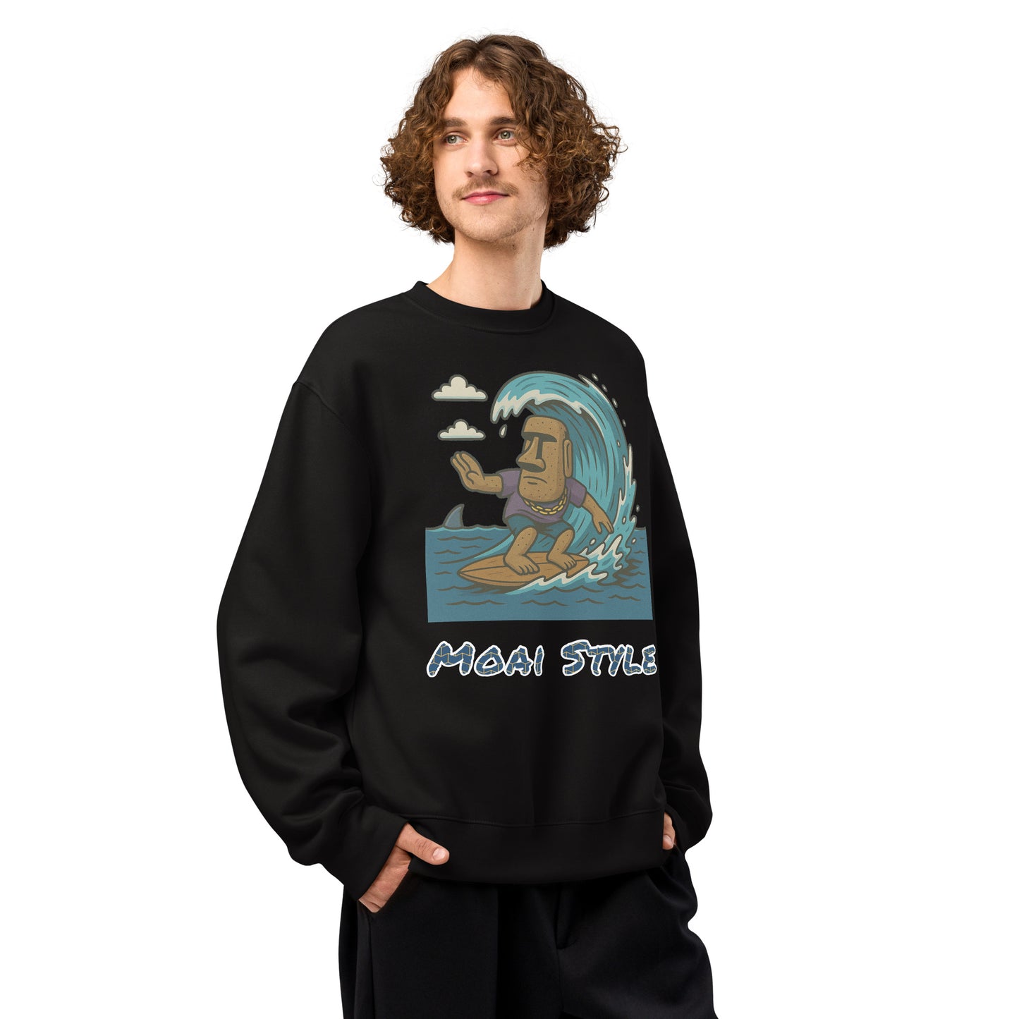 Oversized Fleece Sweatshirt – Moai Style – Produktansicht 3
