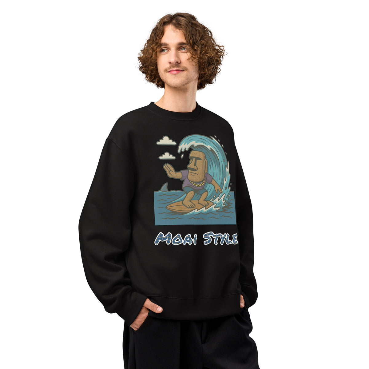Oversized Fleece Sweatshirt – Moai Style – Produktansicht 3