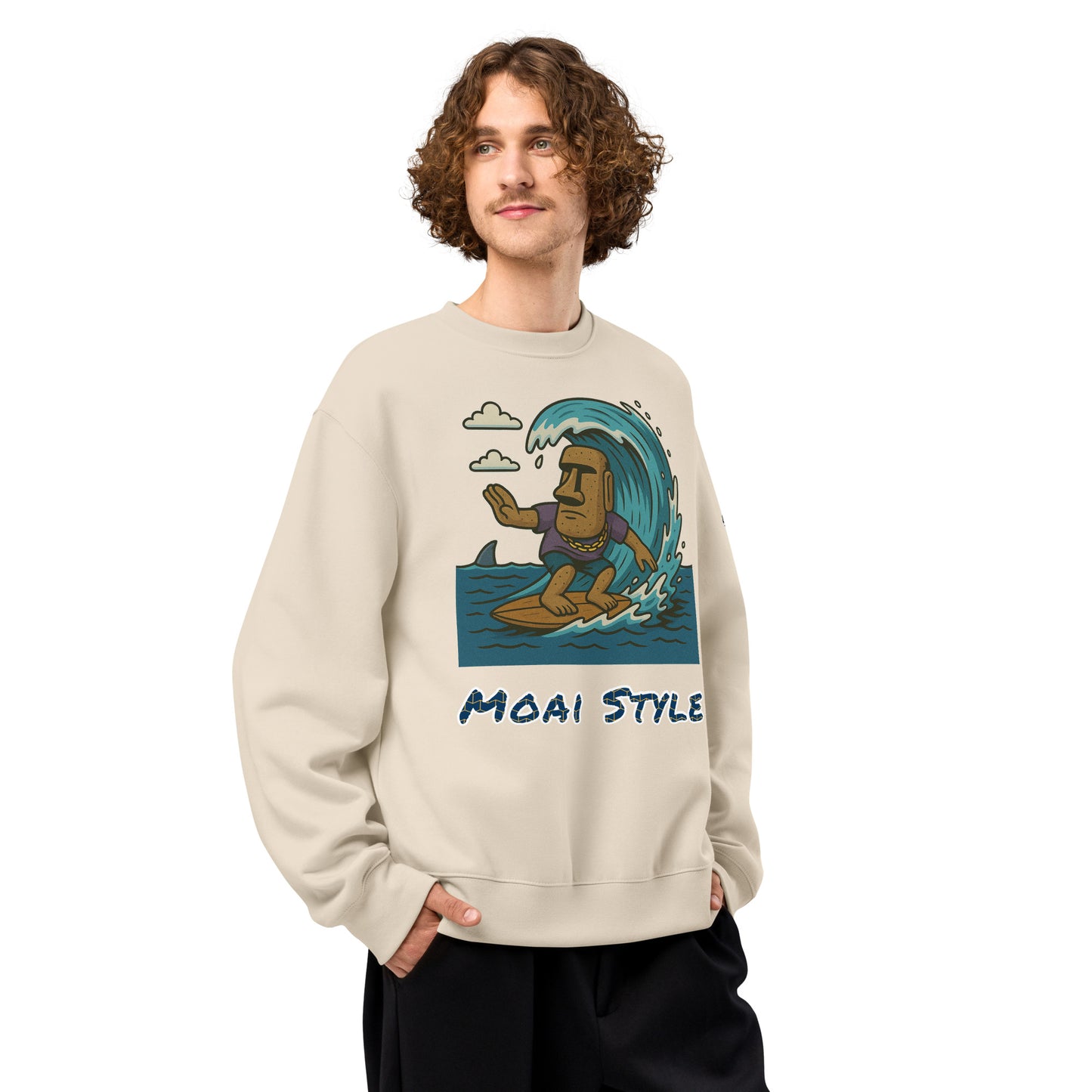 Oversized Fleece Sweatshirt – Moai Style – Produktansicht 22