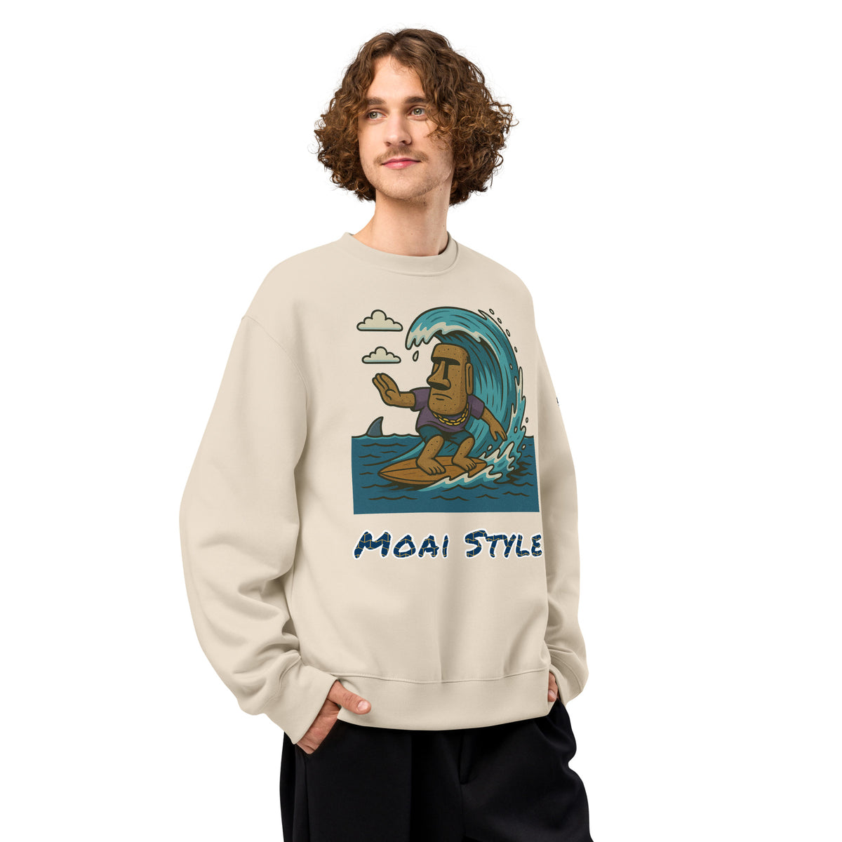 Oversized Fleece Sweatshirt – Moai Style – Produktansicht 22