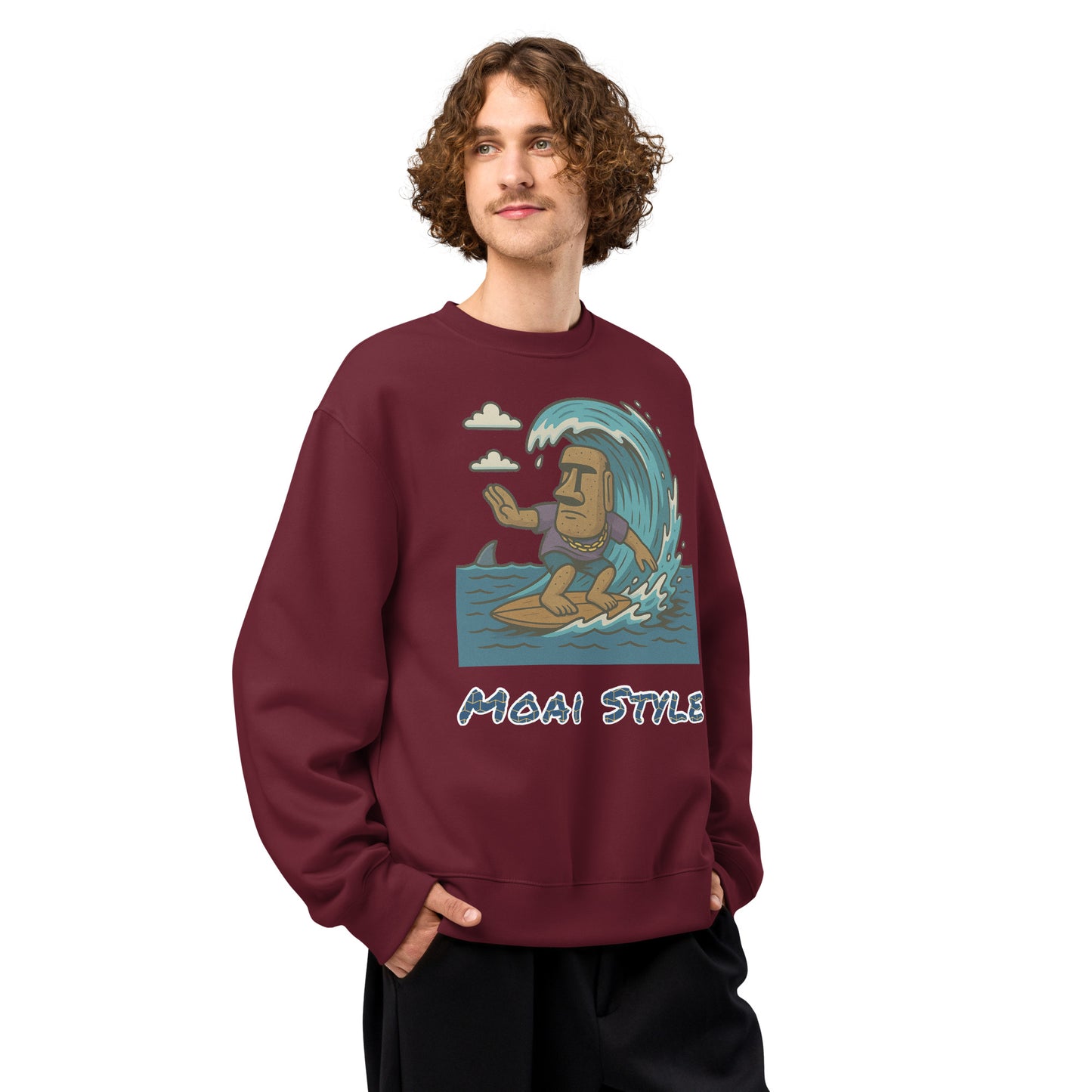 Oversized Fleece Sweatshirt – Moai Style – Produktansicht 17