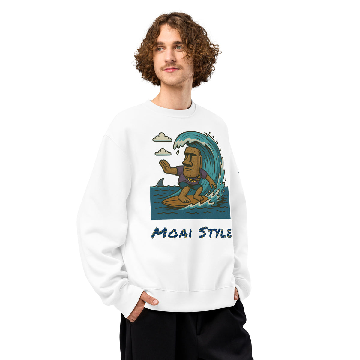 Oversized Fleece Sweatshirt – Moai Style – Produktansicht 32